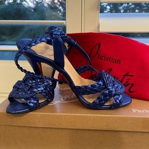 Christian Louboutin electric blue leather sandals size 36.5